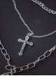 Skull Cross Metal Three Layers Sweater Chain Halloween Punk Lolita Necklace