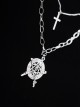 Skull Pentagram Halloween Cross Three Layers Metal Sweater Chain Punk Lolita Necklace