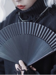 Simple Pure Black Cool Openable Fan Classic Lolita Fan