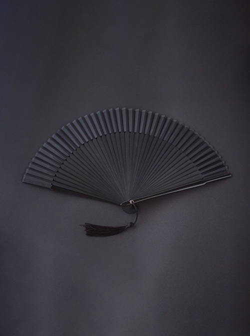 Simple Pure Black Cool Openable Fan Classic Lolita Fan