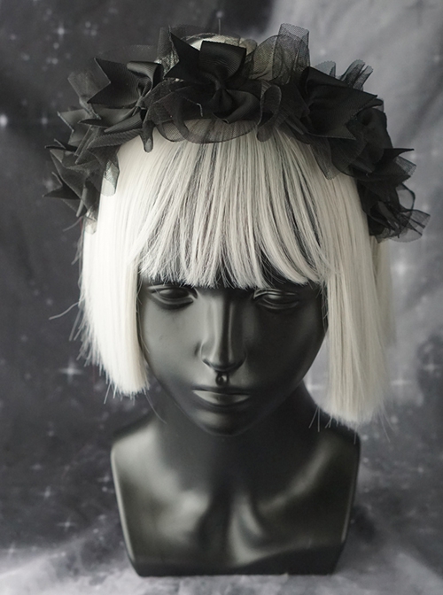 Black Handmade Organza Bow-Knot Decoration Simple Gothic Lolita Headband