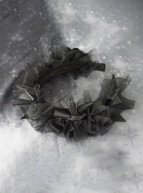 Black Handmade Organza Bow-Knot Decoration Simple Gothic Lolita Headband