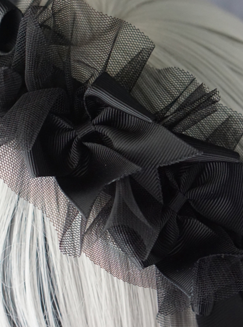 Black Handmade Organza Bow-Knot Decoration Simple Gothic Lolita Headband