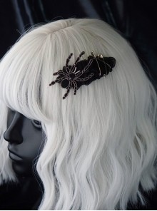 Hand Embroidered Spider Pin Decor Halloween Gothic Lolita Hair Clip