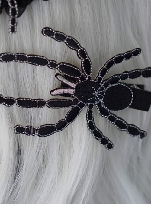 Halloween Hand Embroidered Spider Horror Gothic Lolita Hair Clip