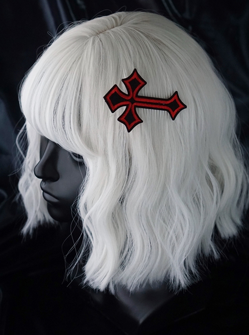 Simple Daily Hand Embroidered Cross Halloween Gothic Lolita Hair Clip