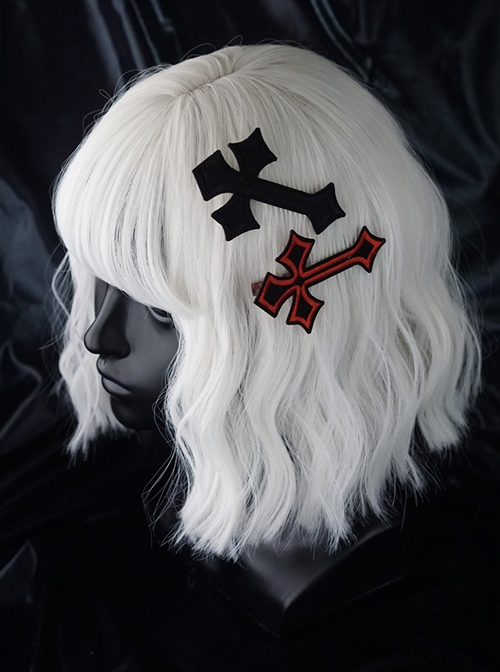 Simple Daily Hand Embroidered Cross Halloween Gothic Lolita Hair Clip