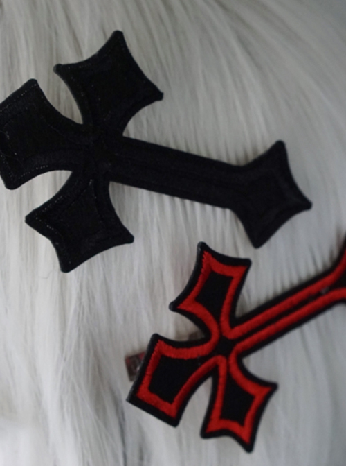 Simple Daily Hand Embroidered Cross Halloween Gothic Lolita Hair Clip