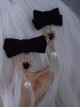 Black Velvet Bow-Knot Pearl Embellished Gothic Lolita Hair Clip