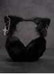 Black Cat Ears Metal Hollow Cross Chain Decoration Autumn Winter Warm Plush Classic Lolita Ear Muff