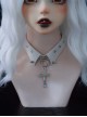 Metal Cross White False Collar Metal Studs Punk Lolita Necklace