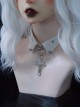 Metal Cross White False Collar Metal Studs Punk Lolita Necklace