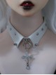 Metal Cross White False Collar Metal Studs Punk Lolita Necklace