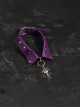 Black Metal Cross Handmade Purple Leather Metal Studs False Collar Punk Lolita Necklace