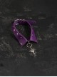 Black Metal Cross Handmade Purple Leather Metal Studs False Collar Punk Lolita Necklace