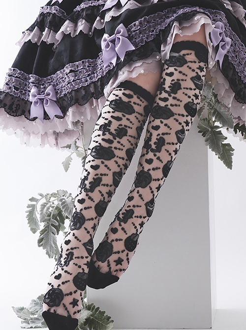 Anthony Cake Series Solid Color Half Hollow Summer Long Tube Thin Socks Sweet Lolita Socks