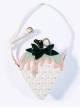 Little Strawberry Series PU Leather Natural Shell Bead Strawberry Sweet Lolita Daily Portable Messenger Bag