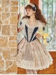 Elizabethan Coronation Series Elegant Puff Sleeve Lace Ruffle Hem Pearl Embellished Classic Lolita Short Sleeve Dress