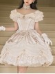 Elizabeth Little Star Flower Series Pure Color Satin Handmade Cross Star Pearl Palace Elegant Classic Lolita Short-Sleeved Dress