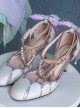 Seashell Natural Freshwater Pearl Embellished Lambskin Lace-Up Classic Lolita Shoes