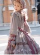 Stand Collar Lace Lantern Sleeve Detachable Bow-Knot Tie Hollow Grid Bow-Knot Hem Design Classic Lolita Long Sleeve Dress