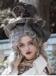 Steampunk Style Striped Rhombus Print Bow-Knot Plush Wolf Ears Daisy Embroidery Ribbon Lace-Up Punk Lolita Hat