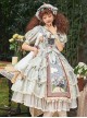 Big White Goose Yaya Series Round Neck Flower Embroidered Plaid Apron Stitching Polka Dot Lace Hem Classic Lolita Short-Sleeved Dress