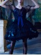 Black Upper Body Fake Two Piece Design Dark Elegant Sexy Halter Hem Feather Detachable Gothic Lolita Short Sleeve Dress