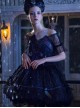 Black Upper Body Fake Two Piece Design Dark Elegant Sexy Halter Hem Feather Detachable Gothic Lolita Short Sleeve Dress