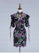 Victoria Garden Series Stand Collar Lace Hollow Chinese Style Modified Cheongsam Printed Tassel Decorated Classic Lolita Short-Sleeved Dress