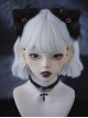 Black Plush Cat Ears Bat Wings Red Eyeballs Halloween Gothic Lolita Hair Clip