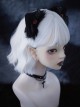 Black Plush Cat Ears Bat Wings Red Eyeballs Halloween Gothic Lolita Hair Clip