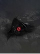 Black Plush Cat Ears Bat Wings Red Eyeballs Halloween Gothic Lolita Hair Clip