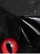 Black Plush Cat Ears Bat Wings Red Eyeballs Halloween Gothic Lolita Hair Clip