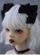 Black Satin Ribbon Bow-Knot Metal Love Cross Cutout Decoration Plush Cat Ears Gothic Lolita Hair Clip