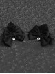 Black Satin Ribbon Bow-Knot Metal Love Cross Cutout Decoration Plush Cat Ears Gothic Lolita Hair Clip