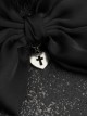 Black Satin Ribbon Bow-Knot Metal Love Cross Cutout Decoration Plush Cat Ears Gothic Lolita Hair Clip