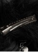 Black Satin Ribbon Bow-Knot Metal Love Cross Cutout Decoration Plush Cat Ears Gothic Lolita Hair Clip