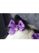 Purple Bow-Knot Cross Decoration Black Handmade Plush Cat Ears Halloween Gothic Lolita Hair Clip