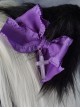 Purple Bow-Knot Cross Decoration Black Handmade Plush Cat Ears Halloween Gothic Lolita Hair Clip