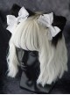 White Bow-Knot Black Plush Cat Ears Halloween Cross Decoration Gothic Lolita Hair Clip