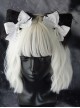 White Bow-Knot Black Plush Cat Ears Halloween Cross Decoration Gothic Lolita Hair Clip