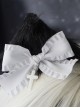 White Bow-Knot Black Plush Cat Ears Halloween Cross Decoration Gothic Lolita Hair Clip