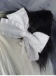 White Bow-Knot Black Plush Cat Ears Halloween Cross Decoration Gothic Lolita Hair Clip