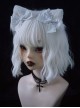 Pure White Handmade Plush Cat Ear Bow-Knot Cross Decoration Halloween Gothic Lolita Hair Clip