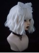 Pure White Handmade Plush Cat Ear Bow-Knot Cross Decoration Halloween Gothic Lolita Hair Clip