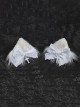 Pure White Handmade Plush Cat Ear Bow-Knot Cross Decoration Halloween Gothic Lolita Hair Clip