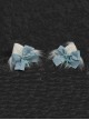 Light Blue Bow-Knot Cross Decoration White Plush Cat Ears Sweet Cool Halloween Gothic Lolita Hair Clip