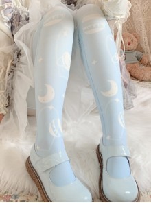 Cream Planet Series Velvet Solid Color Gradient Planet Print Over The Knee Socks Sweet Lolita Socks