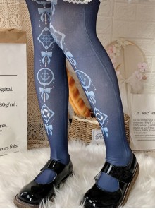 Summer Sailor Series Spring Summer Velvet Print Japanese Sweet Lolita Pantyhose